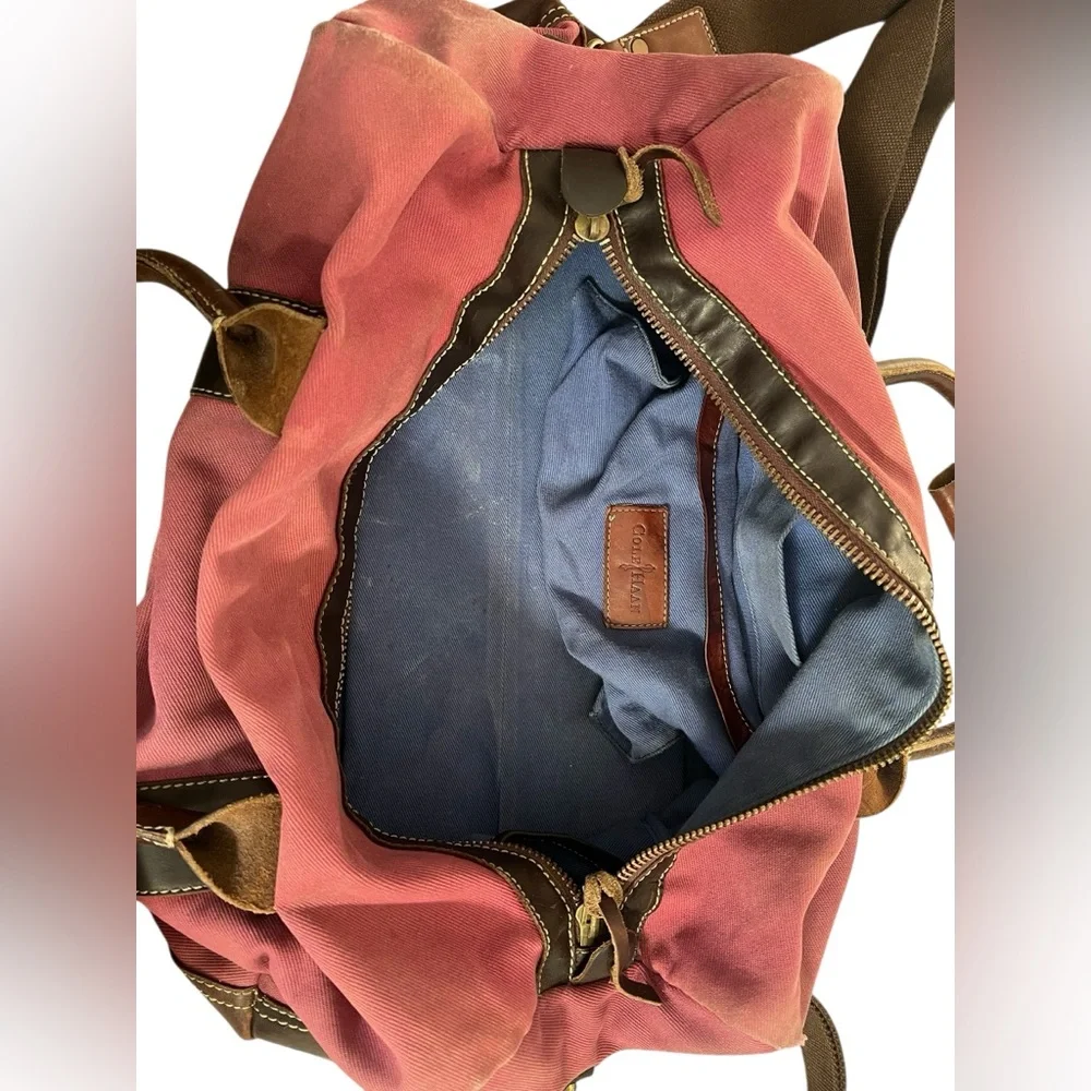 Cole Haan Men’s Large Leather Canvas Shoulder Duffle Bag
